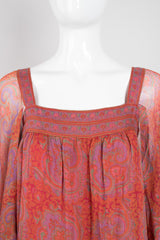 Bullocks Wilshire Vintage Paisley Silk Chiffon Kimono Sleeve Dress