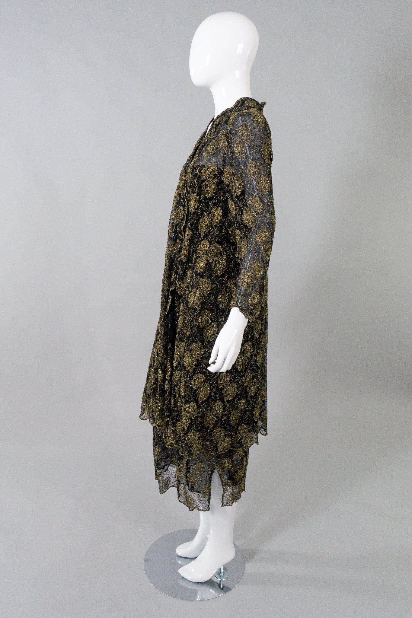Missoni Vintage Metallic Embroidered Mesh Dress & Robe Set