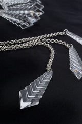 Vintage Julie Rubano Clear Lucite Arrow Icicle Collar Necklace Tassel Detail at Recess Los Angeles