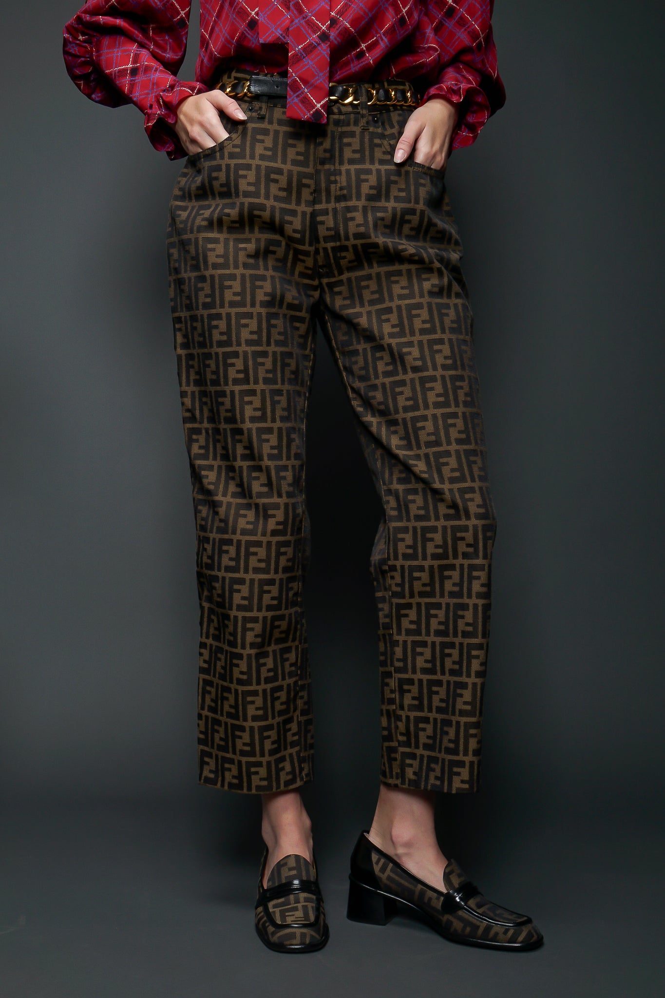Vintage Fendi Zucca Monogram Loafers with zucca pant at Recess Los Angeles
