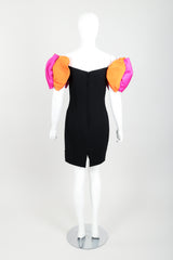 Vintage AJ Bari Tropical Puff Shoulder Dress on Mannequin back at Recess Los Angeles