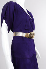 Vintage Abbé Margré Tissue Suede tank jacket skirt Ensemble on Mannequin crop at Recess Los Angeles