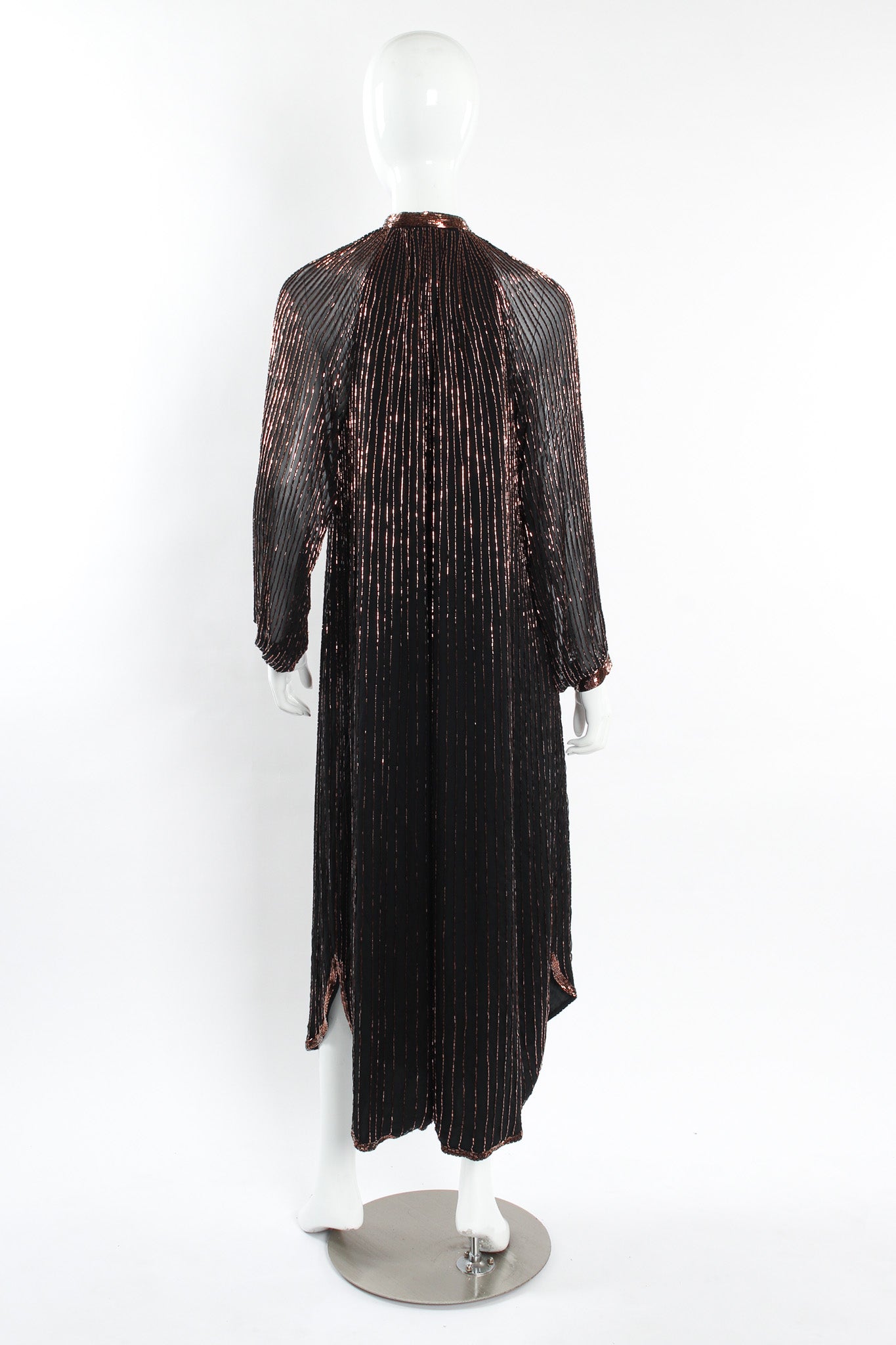 Vintage Abby Fredelle Glass Bead Silk Tunic Dress mannequin back no belt @ Recess LA
