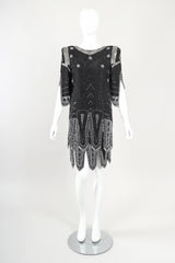Recess Designer Consignment Vintage Abby Fredelle Deco Beaded Flapper Plunge Back Pointed Hem Carwash Dress Los Angeles Resale