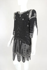 Recess Designer Consignment Vintage Abby Fredelle Deco Beaded Flapper Plunge Back Pointed Hem Carwash Dress Los Angeles Resale