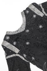 Recess Designer Consignment Vintage Abby Fredelle Deco Beaded Flapper Plunge Back Pointed Hem Carwash Dress Los Angeles Resale