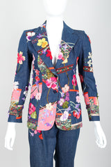 Vintage Above The Crowd Flower Power Denim Jacket & Pant Set Front Crop at Recess LA