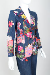 Vintage Above The Crowd Flower Power Denim Jacket & Pant Set Angle at Recess LA