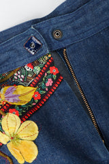 Vintage Above The Crowd Flower Power Denim Jacket & Pant Set Pant Zipper Button at Recess LA