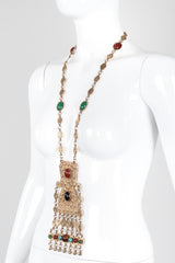 Recess Los Angeles Vintage Accessocraft Long Byzantine Cabochon Plate Necklace