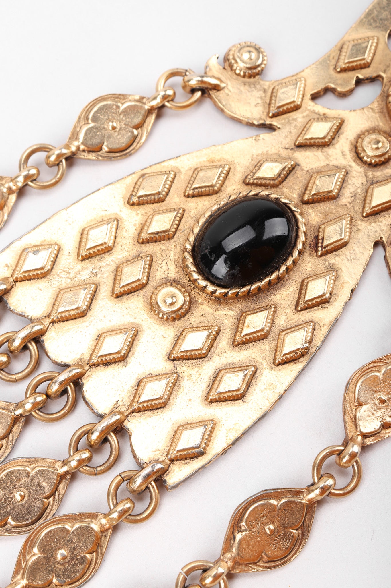 Recess Los Angeles Vintage Accessocraft Long Byzantine Cabochon Plate Necklace