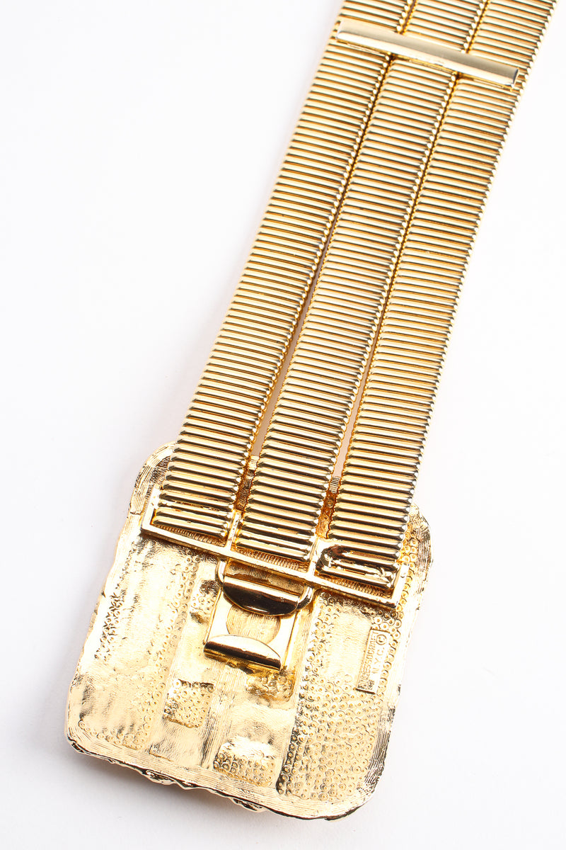 Vintage Accessocraft Gold Fluted Cabochon Buckle Belt backside at Recess Los Angeles