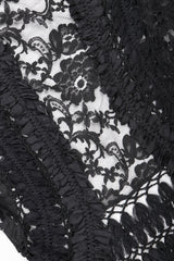 Recess Designer Consignment Vintage Adam Jones Goth Lace Mesh Ribbon Crochet Cutaway Jacket Shrug Los Angeles Resale