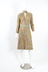 Vintage Adele Simpson Dots & Mineral Print Dress mannequin front with belt @ Recess LA
