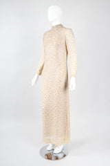 Recess Los Angeles Vintage Adele Simpson Iridescent Sparkling Crystal Champagne Lamé Naked Dress