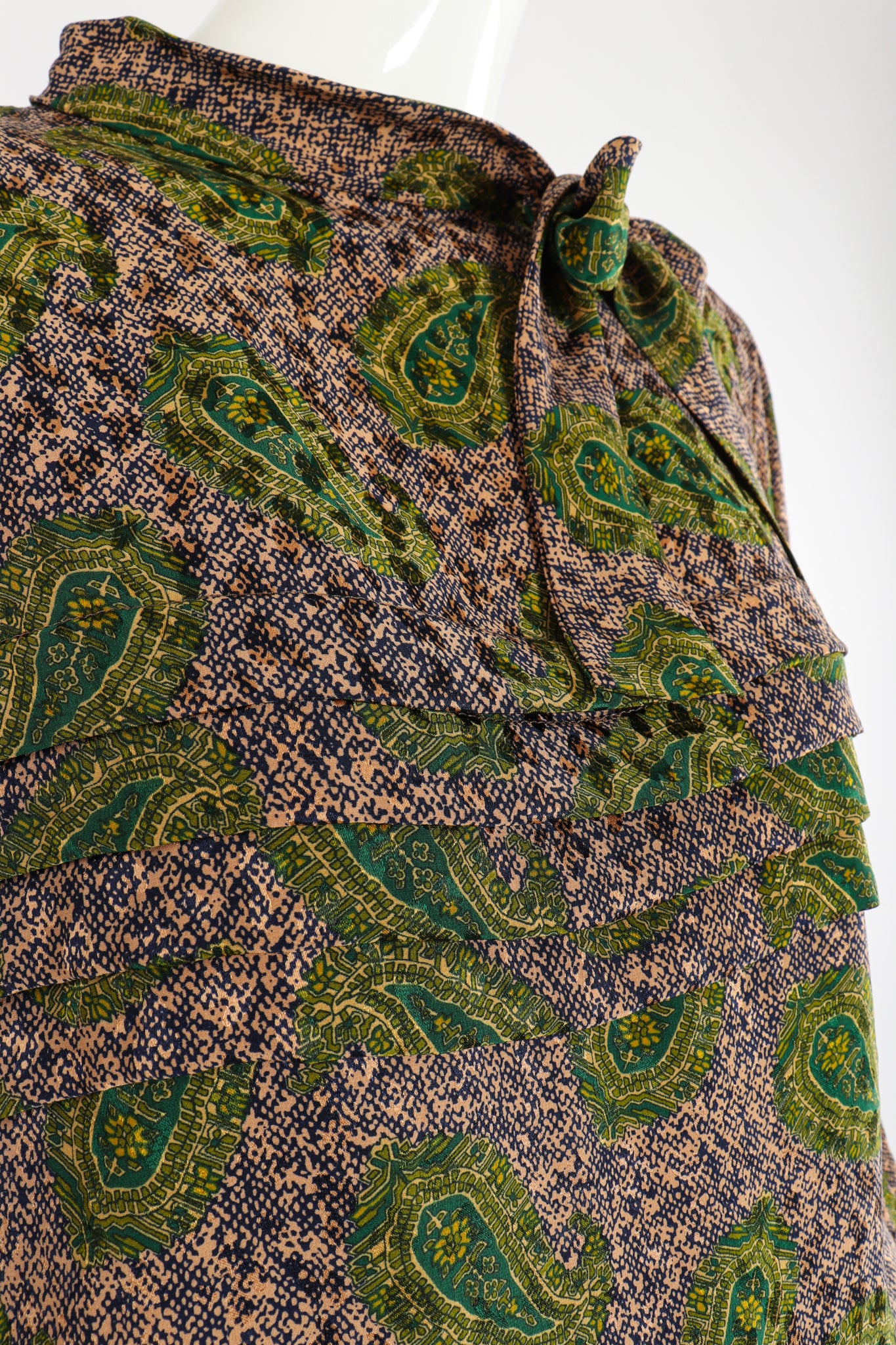 Vintage Adolfo Tossed Paisley Blouse Set fabric detail at Recess Los Angeles