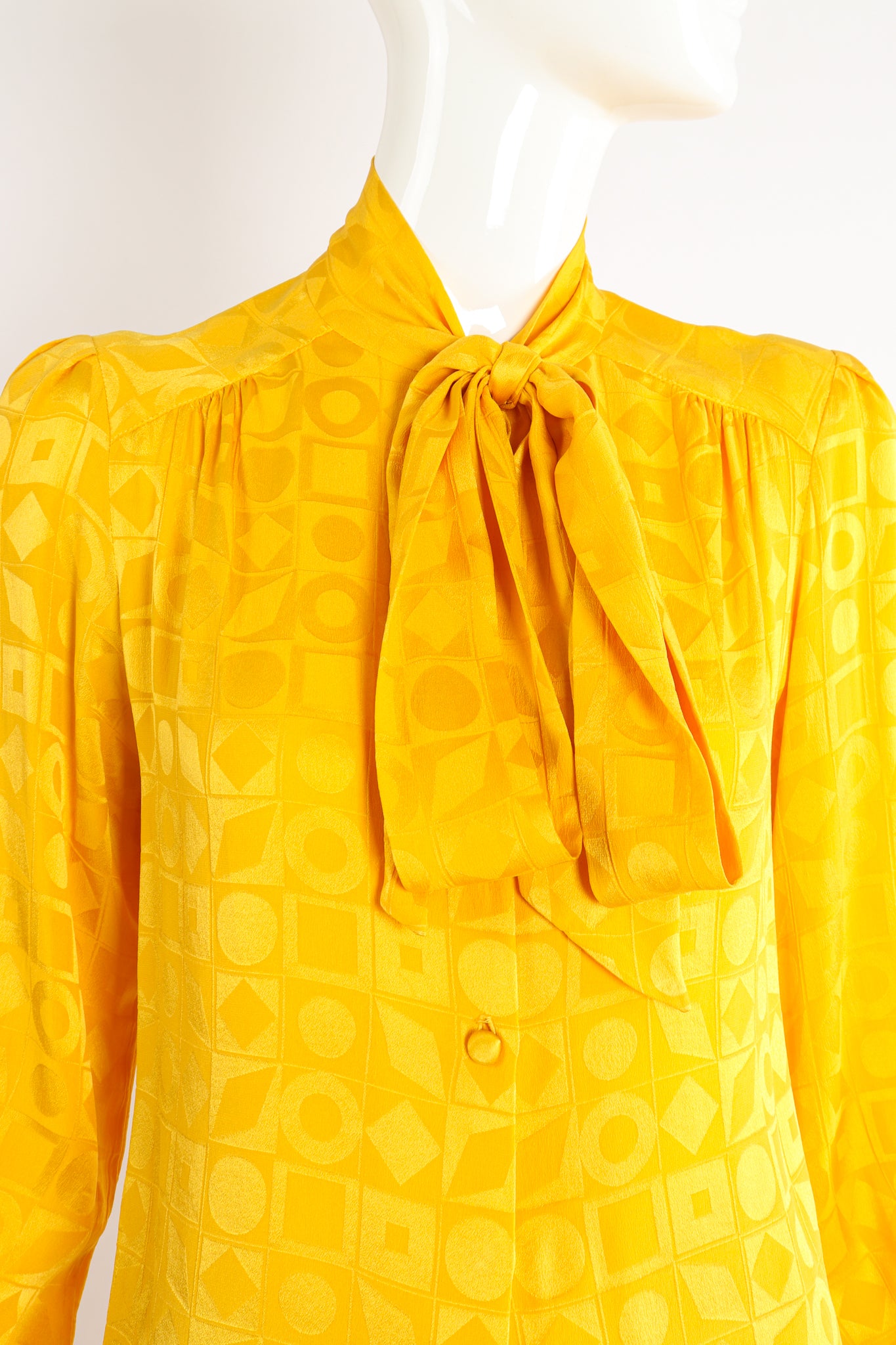 Vintage Adolfo Gold XO Blouse Set on Mannequin Bow at Recess Los Angeles