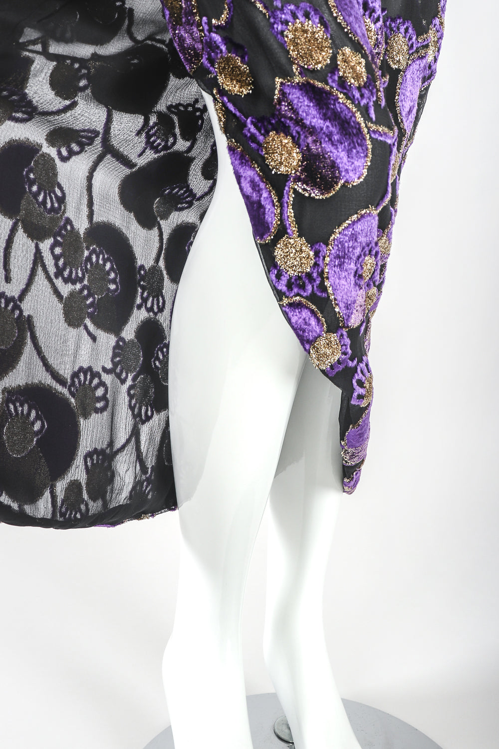 Recess Designer Consignment Vintage Adolfo Velvet Lamé Burnout Wrap Skirt Los Angeles Resale