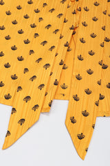 Recess Los Angeles Vintage Adolfo Gold Crown Print Silk Bow Blouse