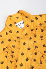 Recess Los Angeles Vintage Adolfo Gold Crown Print Silk Bow Blouse
