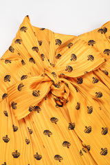 Recess Los Angeles Vintage Adolfo Gold Crown Print Silk Bow Blouse