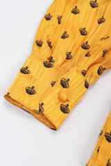 Recess Los Angeles Vintage Adolfo Gold Crown Print Silk Bow Blouse