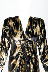 Vintage Adolfo Gathered Velvet Lamé Gown on Mannequin Front Crop at Recess