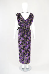 Recess Designer Consignment Vintage Adolfo Velvet Lamé Burnout Top & Wrap Skirt Set Los Angeles Resale