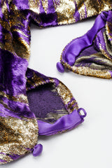 Vintage Adolfo Velvet Lamé Lightening Gown Sleeve Buttons at Recess Los Angeles