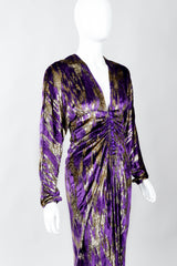 Vintage Adolfo Velvet Lamé Lightening Gown on Mannequin, cropped at Recess Los Angeles