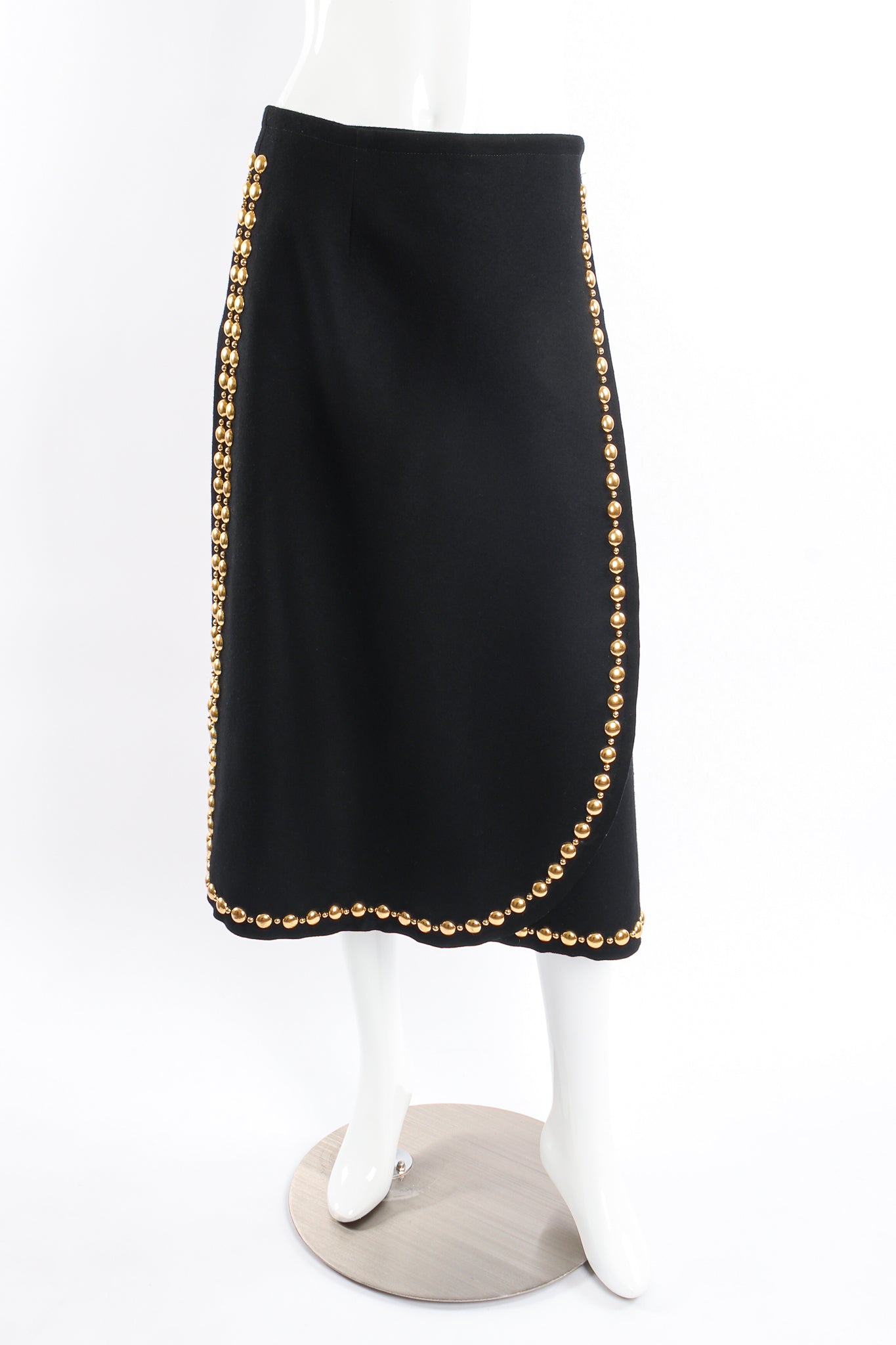 Vintage Adolfo Gold-Studded Wrap Skirt on Mannequin at Recess LA