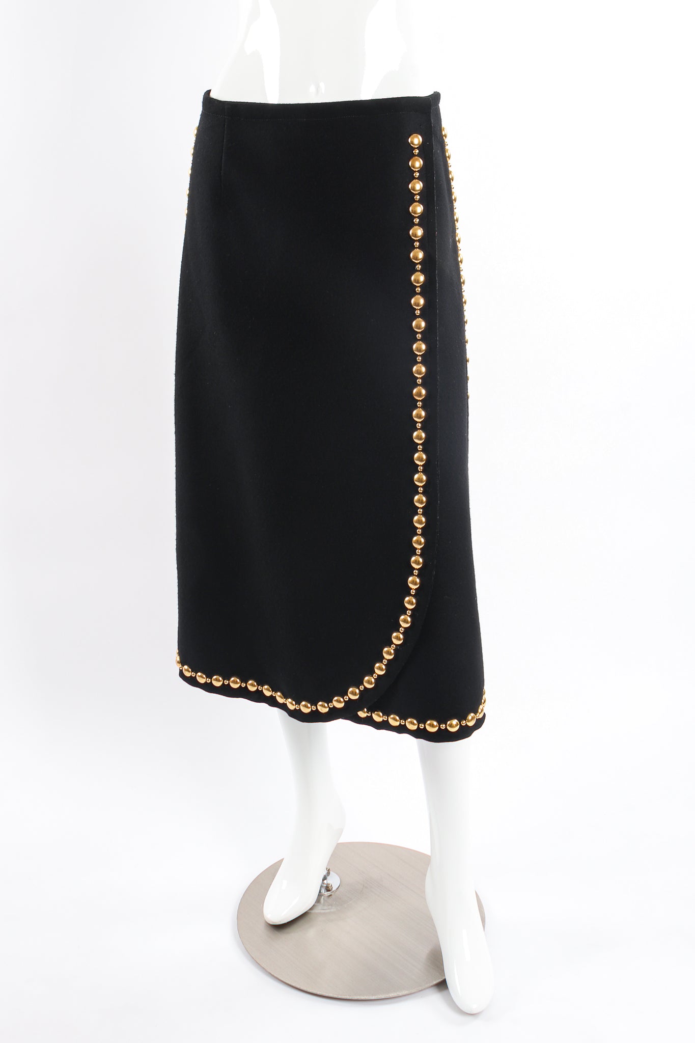 Vintage Adolfo Gold-Studded Wrap Skirt side angle on Mannequin at Recess LA