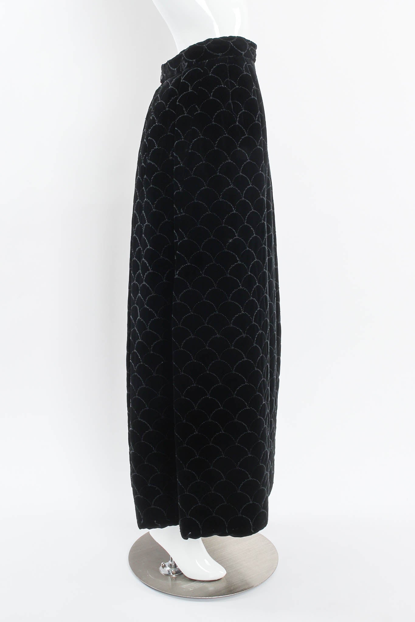 Vintage Adolfo for Saks Velvet Scale Pattern Top & Skirt Set mannequin side @ Recess Los Angeles