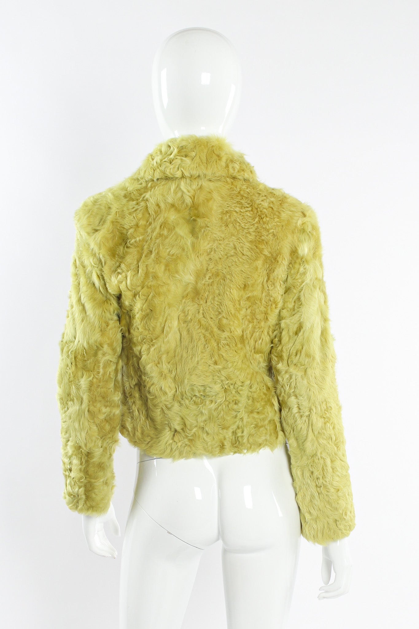 Vintage Adrienne Landau Chartreuse Lamb Fur Jacket mannequin back @ Recess LA