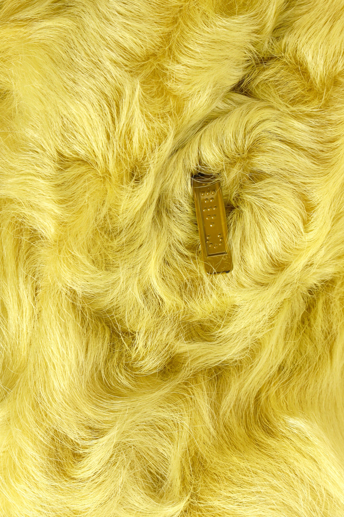 Vintage Adrienne Landau Chartreuse Lamb Fur Jacket hook snap closure @ Recess LA