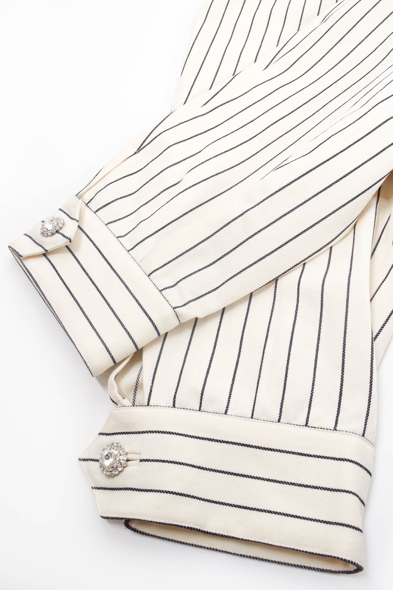 2019 S/S Alessandra Rich Rope Stripe Jacket & Pant Set pant cuff at Recess Los Angeles