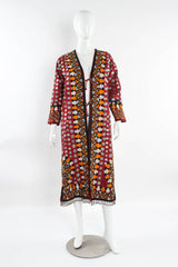 Vintage Afghan Embroidered Coin Charm Bell Coat mannequin front @ Recess Los Angeles
