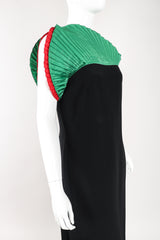 Recess Los Angeles Designer Consignment Vintage Akira Asymmetrical Pleated Fan Shoulder Dress