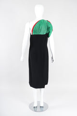 Recess Los Angeles Designer Consignment Vintage Akira Asymmetrical Pleated Fan Shoulder Dress