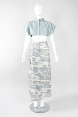 Recess Los Angeles Vintage Akris Raw Silk Mandarin Collar Crop Top