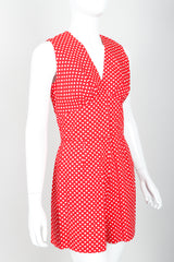 Vintage Al Cooper Polka Dot Romper Hostess Skirt Set Romper Angle at Recess
