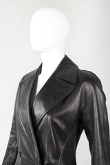 Recess Designer Consignment Vintage Alaia Wide Lapel Leather Trench Coat Los Angeles Resale
