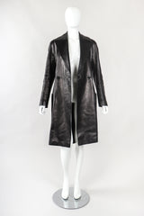 Recess Designer Consignment Vintage Alaia Wide Lapel Leather Trench Coat Los Angeles Resale