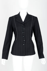 Vintage Alaia Pinstripe Contour Jacket on Mannequin front at Recess