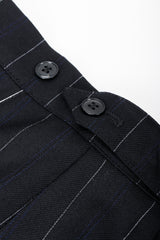 Vintage Alaia Pinstripe Pleated Skirt Adjustable Waistband Detail at Recess