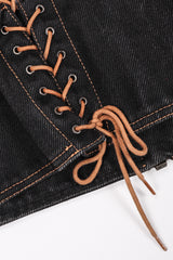 Recess Los Angeles Vintage Alaia Denim Baseball Laced Moto Jacket