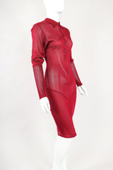 Recess Designer Consignment Vintage Alaia Juliette Sleeve Sheer Knit Collared Dress Los Angeles Resale