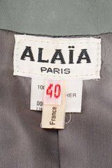 Vintage Alaia Leather Tie Peplum Jacket label at Recess Los Angeles