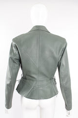 Vintage Alaia Leather Tie Peplum Jacket on Mannequin back at Recess Los Angeles