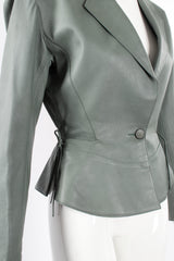 Vintage Alaia Leather Tie Peplum Jacket on Mannequin waist at Recess Los Angeles